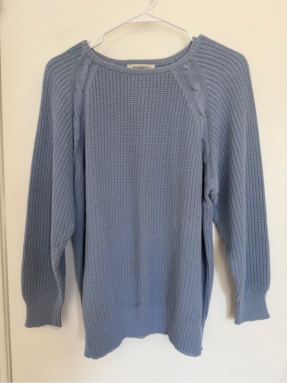 Vintage Lord & Taylor Blue 100% Cotton Cable Knit Sweater Medium